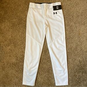 Under Armour Tapered Fit Baseball Pants Size Youth Medium YM White NWT